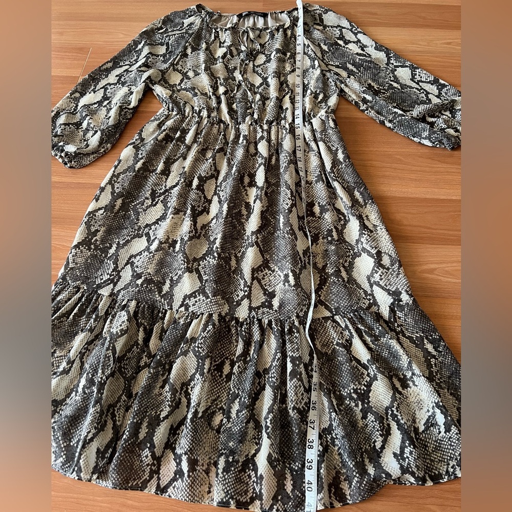 Zara Snake Print Long Sleeve Dress - Picture 4 of 8